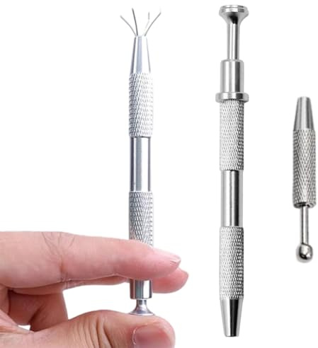 YAZWUR 2-teiliges austauschbares Zangenset mit Vierbackenfutter, Präzisionswerkzeuge zum Öffnen und Festziehen von Kugelendkappen, geeignet für Schmuckperlen, Aluminiumlegierung (kurz + lang)