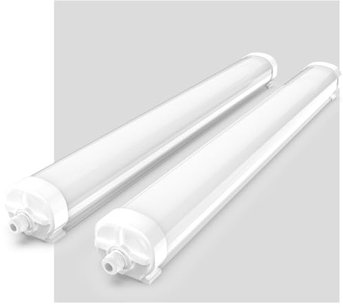 RUISUN 2 Stück LED Feuchtraumleuchte 120CM 36W 4500lm Werkstatt 4000K IP65 | LED Werkstattlampe verknüpfbar (bis zu 20 Leuchten) IP65 Industriestrahler Beleuchtung für Fabriken, Werkstätten, Lager