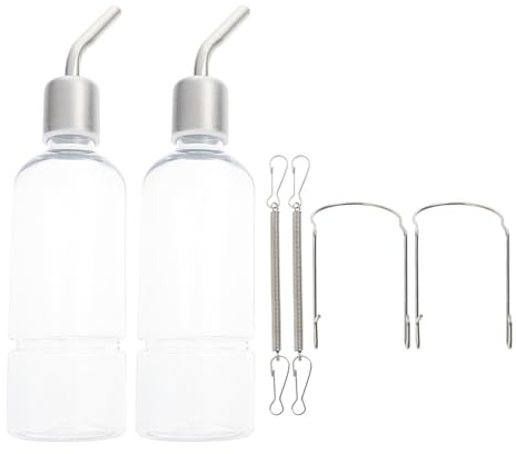 Healifty Lot de 2 Abreuvoirs Suspendus pour Lapins, Cochons D’Inde et Chinchillas, Bouteilles d'eau en Plastique Transparent Bec Acier Inoxydable, Étanches et Faciles à Installer pour Cage