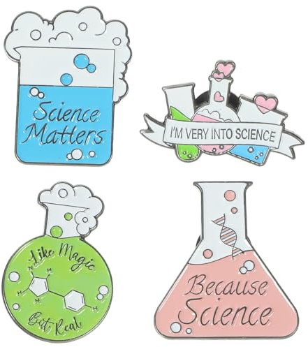 Homoyoyo 4 Pièces Broches Créatives en Alliage Thème Chimie pour Vêtements et Paquet à Dos, Design Original Épingle Décorative pour Enseignants et Professeurs