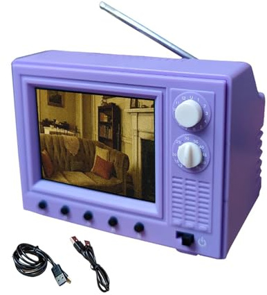 Aizgog Televisor Retro - Juguetes Retro con reproducción USB pequeños | TV Vintage Decoración Casa Muñecas | para Cocina Salón Dormitorio Oficina Pasillo Entrada Escritorio Estantería