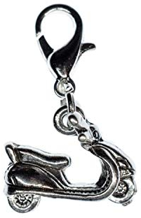 Miniblings Roller Mofa Charm Charms Motorroller Scooter - Handmade Modeschmuck I Kettenanhänger versilbert - Bettelanhänger Bettelarmband - Anhänger für Armband