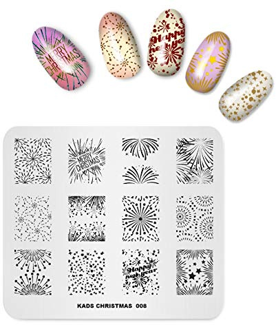 Nail Art Stamping Platte Vorlage Weihnachten Thema Neujahr Feuerwerk Modell DIY Nail Art Bildstempel Stamping Platten Maniküre Print Tool