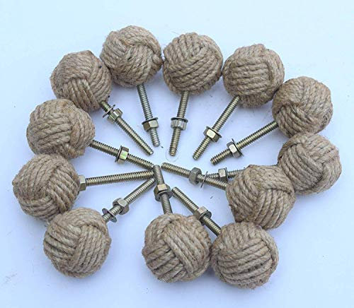 12 Knotty Türknauf – nautische Schubladenknäufe – Jute-Seil für Schubladen
