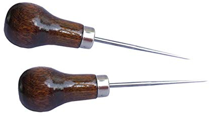 ZLKSKER (Pack of 2) Wooden Handle Scratch Awl for Leather Punch Hole or DIY Handmade (Gourd Awl) (2)