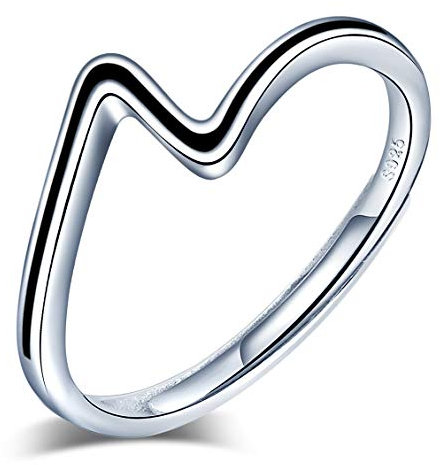 Yumilok Damen-Ring Einstellbar Jahrestag Ring Wellen Trendsymbol Partnerringe Fingerring Midi Ring Vertrauensring 925 Sterling Silber für Frauen Mädchen