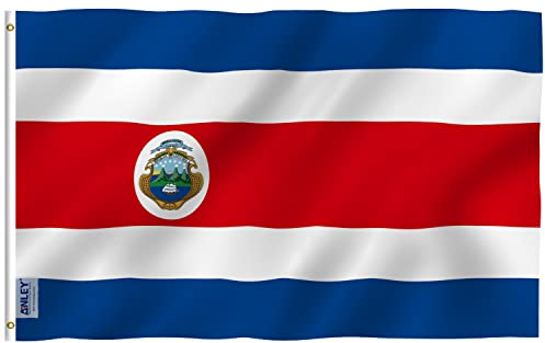 Anley Fly Breeze 3x5 Fuß Costa Rica Flagge - Lebendige Farbe und UV-Lichtechtheit - Leinwandkopf und doppelt genäht - Die Republik Costa Rica Flaggen Polyester mit Messingösen 3 x 5 Ft