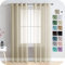 MRTREES Voile Gardinen Vorhang halbtransparent kurz mit Ösen in Leinenoptik Stores Gardinen Schals für Wohnzimmer Schlafzimmer Kinderzimmer Beige 245×140cm (H×B) 2er Set