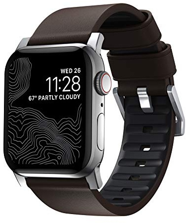 NOMAD Active Band Pro, 45 mm, silberfarbene Hardware, klassisches braunes Aktivleder
