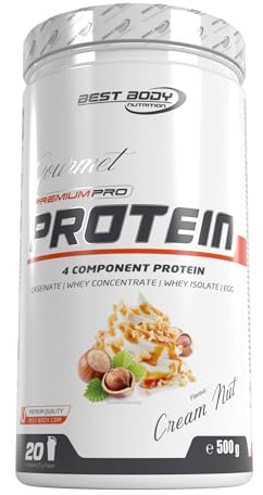 Best Body Nutrition Gourmet Premium Pro Protein Cream Nut 500g Dose, 4 Komponenten Eiweißpulver mit Caseinat, Whey, Isolat, Eiprotein – Mehrkomponenten Protein, cremiger Shake