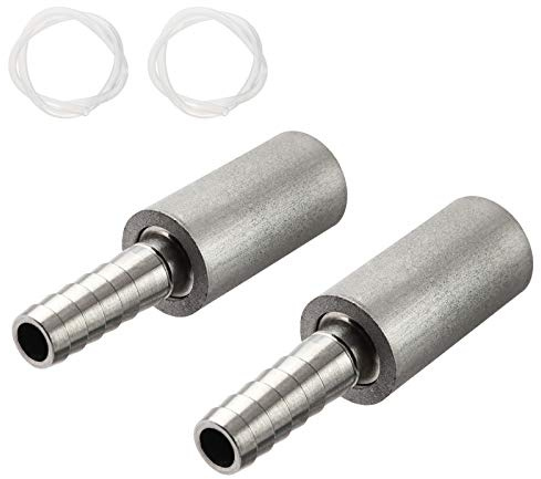 (2 Set) FERRODAY 0.5 Micron Diffusion Stone Stainless Steel Aeration Stone Carbonating Stone with 1/4 Barb for Homebrew Wine Beer Soda Air Stone 0.5 Micron + 20 Inch Silicone Hose