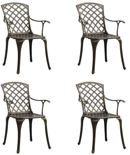 vidaXL 4X Gartenstuhl Gartensessel Essstuhl Stuhl Stühle Gartenstühle Sessel Gartenmöbel Balkonstuhl Terrassenstuhl Aluminiumguss Bronzen