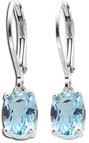 Ch.Abramowicz Blautopas Ohrhänger Silber 925 hellblaue Natur Edelsteine