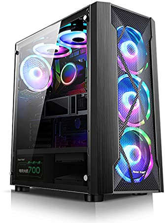 Caso di Gioco da Gioco RGB PC, Pannelli in Vetro temperato Gaming Style Desktop Computer Cases, ATX/Micro ATX/ITX, Tre Incluso ARGB ARGB 120 mm,Nero