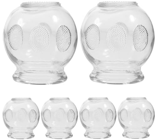 Healifty Cupping Therapy Set 6 Glass Suction Cups for Massage Vacuum Cupping Device for Back Neck and Shoulder Use Manual Therapy Tool for Blood Flow Support and Relaxation