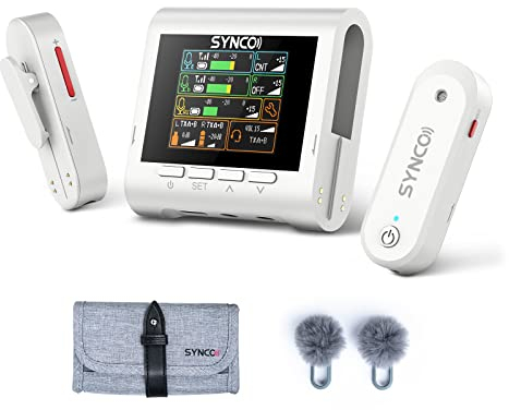 SYNCO Lavalier Mikrofon Wireless, G3 Ansteckmikrofon Kabellos Dreikanalübertragung bis zu 250m für DSLR Kamera Smartphone Laptop für YouTube Streaming Vlogging, Lavalier-Mikrofon-Funk-Wireless (Weiß)