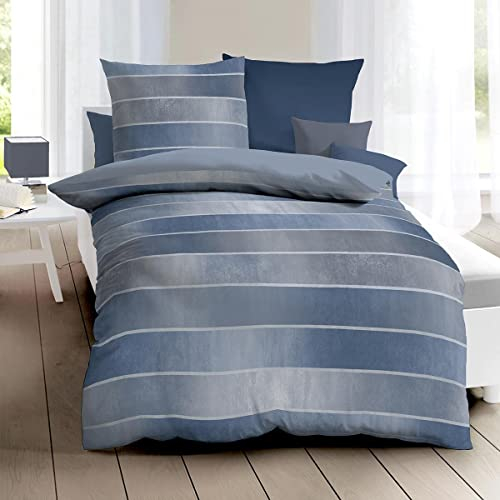 Kaeppel Mako-Satin Bettwäsche Timeless blau, 1 Bettbezug 155 x 220 cm + 1 Kissenbezug 80 x 80 cm
