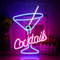 Wanxing Letreros de neón de vidrio de cóctel con letras LED de pared, USB azul rosa luz nocturna para dormitorio, bar, cerveza, oficina, hotel, pub, cafetería, sala de recreación, decoración