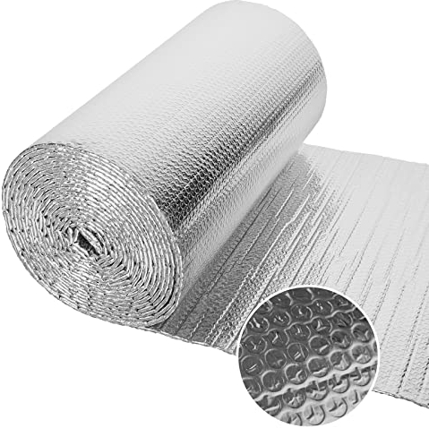 Dripex Aluminisierte Isolierfolie Dämmfolie Doppelte Alu-Luftpolsterfolie Dachisolierung 4-5mm Isolierungsfolie Wärmehaltung (1.0x30m - 30㎡)