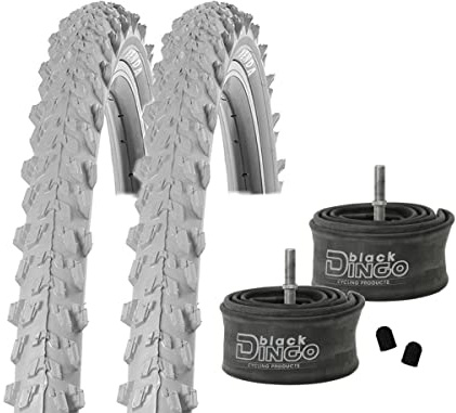 2 x Reifen MTB 20/24/26 Zoll Fahrradreifen Fahrradmantel 50-406/507/559 (20/24/26x1.95) inkl. Black Dingo Schläuche AV