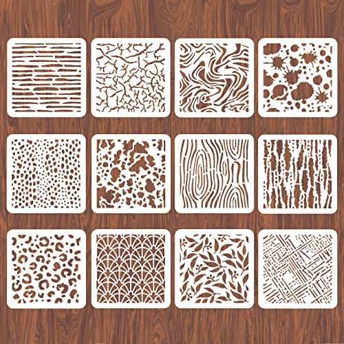 INFUNLY 12 STÜCKE Wandtextur-Schablonen Zum Malen 6.15,(1) cm DIY-Marmor-Hintergrund Fliesen-Schablonen-Set Kunststoff-Wandschablonen Schablone Zum Malen Auf Holz Wand Möbel Bodenfliesen Stoff