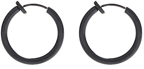 Ohrringe Damen, Damen Herren Chirurgenstahl Ohrclips 1,6 X 16mm Kreis Feder-Ohrclips-(Schwarz)-1,6mm