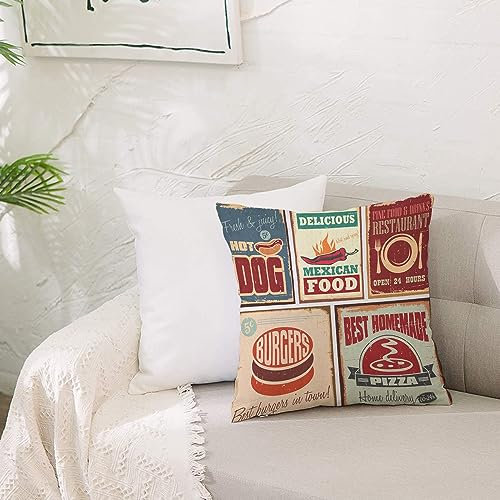 Kissenbezug Polyester Zierkissenbezug,Nostalgische Retro-Blechschilder, mexikanische Lebensmitteldrucke, gealtertes Werbelo,Dekorativen Kissenhüllen Weiches Kissen für Sofa Couch Schlafzimmer 50x50 cm