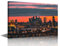 TISHIRON Manchester Stadtbild bei Sonnenuntergang, Leinwand-Kunstdruck, Motiv: Skyline England, Kunstdruck für Wohnzimmer, Schlafzimmer, Büro, Wanddekoration, gespannt und gerahmt, fertig zum