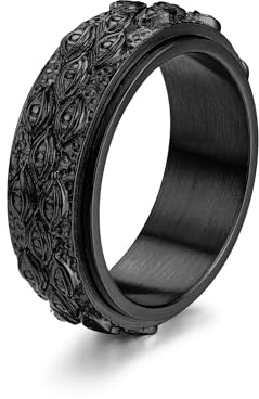 GTHIC Stainless Steel Eye of Providence Spinner Ring for Men Women Black Gold Silver Gothic Ring All Seeing Eye Rotating Band Ring Vintage Evil Eye Fidget Rings For Anxiety Jewelry Rings Size 6-13