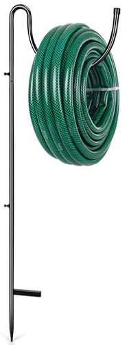 Tandefio Metall-Schlauchhalter für den Außenbereich, Bodenmontage, freistehend, Wasserrohrhalter, Ständer, strapazierfähig, Gartenregal für Wasserrohraufbewahrung, Außenbereich, Hof, Rasen (schwarz)