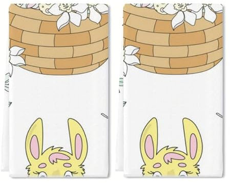 Geroclonup Oster-Küchen-Geschirrtuch-Set, 2er-Set, Blumenstrauß, Osterhandtuch, Aquarell, Trocknen, Backen, Kochen, lustige Frühlingsferien, Küchendekoration, 40,6 x 61 cm