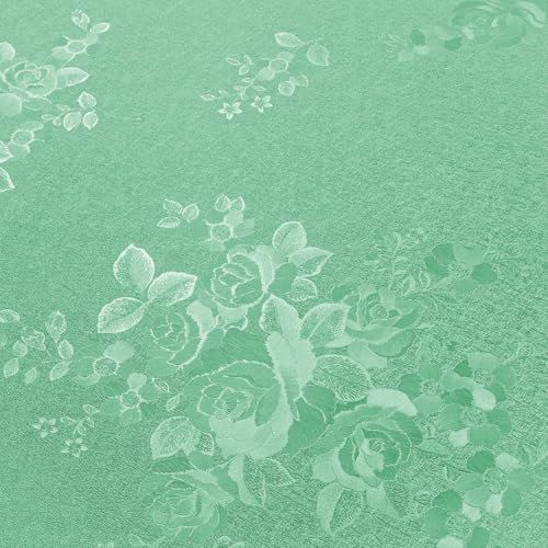 VEELIKE Klebefolie Grün Rose Tapete Blumen Geprägt Strukturtapete Blumentapete Vintage Möbelfolie Muster Tapete Rosen Selbstklebende Tapeten Wohnzimmer Wandtapete Badezimmer Wasserfest 40cm×300cm