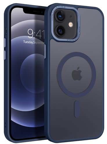 GaoBao Coque pour iPhone 12 Mini 5.4 Compatible avec MagSafe, Hybrid Magnétique Case Étui Translucide Mat Arrière Protection Caméra Housse Fine Antichoc Dos Anti Rayures, Bleu Profond