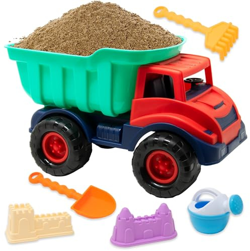 Kiddie Play Strandspielzeug Sandspielzeug für Kinder, Strand-Kipplaster-Set enthält Sandschlossformen, Schaufel, Rechen, Gießkanne