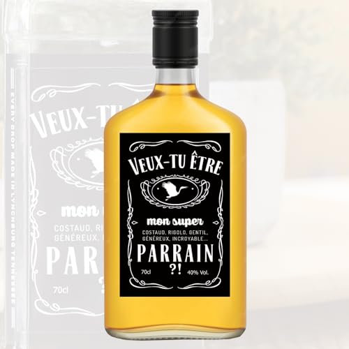 Étiquette autocollante pour bouteille, Demande parrain, Cadeau Original (Petite étiquette Parrain)