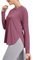 PINSPARK Sportshirt Damen UPF 50+ Sonnenschtuz Sport T-Shirt Funktionsshirt Langarm Laufshirt UV Shirt Leicht Langarmshirt Rundhalsausschnitt Fitness Yoga Tops Rashguard Lila L