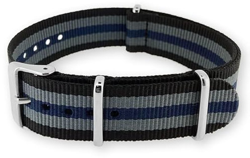 Natos.com - Schwarz Grau Blau NATO Uhrenarmband G10 Military Nylon Strap - 20 mm