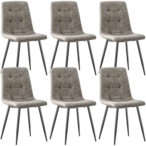 ANVOFONG Esszimmerstühle 6er Set,küchenstühle mit Metallfuß,für Stühle Esszimmer, Wohnzimmer, Küche, Schlafzimmer und Empfangsraum-Khaki