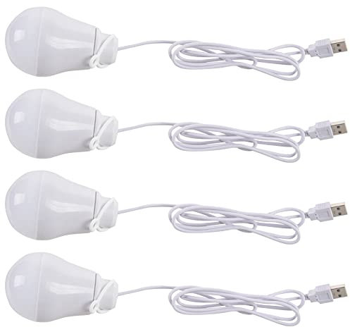 Spactz 4X USB DC 5V 5W LED Birne Lampe Weisses Licht Notebook Tragbar Extern ()