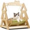 Hibtn Cat Hammock Bed with Wooden Frame - Breathable Pet Swing Chair & House Combo for Cats and Small Dogs, Indoor Hanging Sleeping Pod Cosy Nest