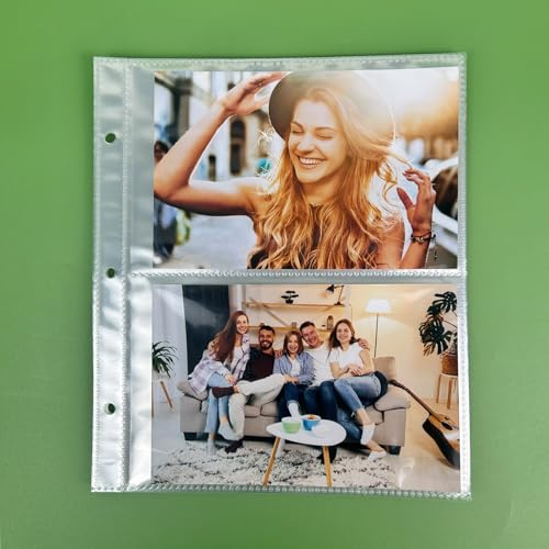 ZEEYUAN 15 Pack 30 Taschen Foto Hüllen für 10x15 Foto Transparente Postkartenhüllen Fotoalbum Nachfüllseiten