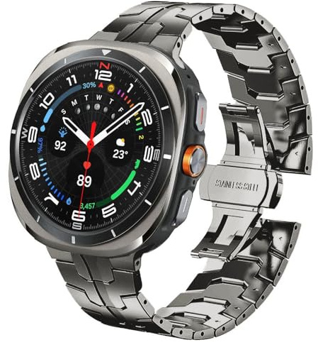 DEALELE Strap Compatible with Samsung Galaxy Watch Ultra 47mm (2025/2024), Thin Mechanical-style Iron Man Stainless Steel Metal Bands for Galaxy Watch Ultra 2 / Ultra 47mm Women Men