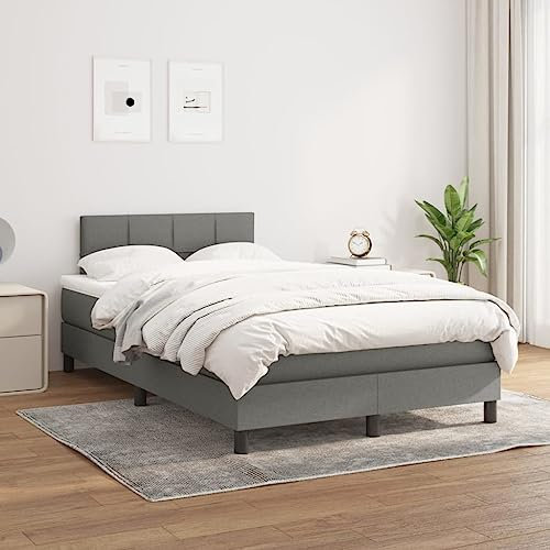 OHOOWOO Boxspringbett mit Matratze Dunkelgrau 120x200 cm Stoff,Entspannter Schlaf mit unserem Boxspringbett Höchster Komfort für erholsame Nächte