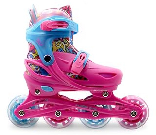 PLY Kinder-Inliner Flash Girl größenverstellbar, LED Flashing-Wheels (by Roces), 30-33, Fuchsia/SkyBlue