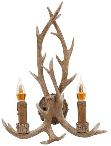 TaNeHaKi Hirschhorn Wandleuchte,Vintage Harz Geweih Wandlampe,Lampe Deko FüR Esszimmer Schlafzimmer Wohnzimmer Flur