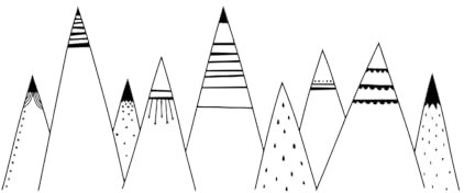 Einfach gemusterte Berge Wandaufkleber Kinderzimmer Wald Thema Kinderzimmer Dekor süße Tribal Berg Vinyl s-XL-69x171cm-Black