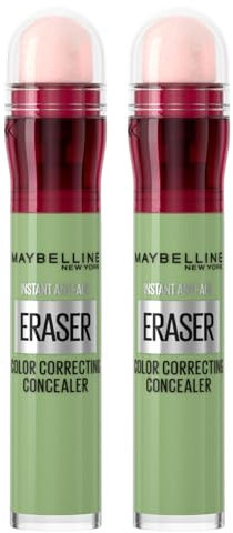 Maybelline New York Il Cancella Età Correttore Liquido Colorato per Copertura Rossori e Macchie Scure Anti Età Tecnica Color Correction Applicatore in Spugnetta Colore Green - 2 Correttori