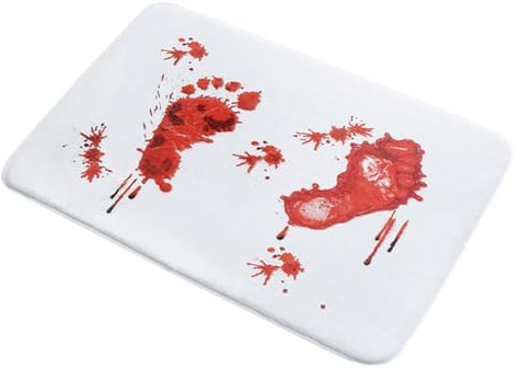 Tapis de décoration d'Halloween sanglant, tapis de douche de sang d'Halloween | Tapis durables avec coussinets de sang effrayants avec empreintes rouges | Tapis de sol rouge sanglant, horrible, pour s