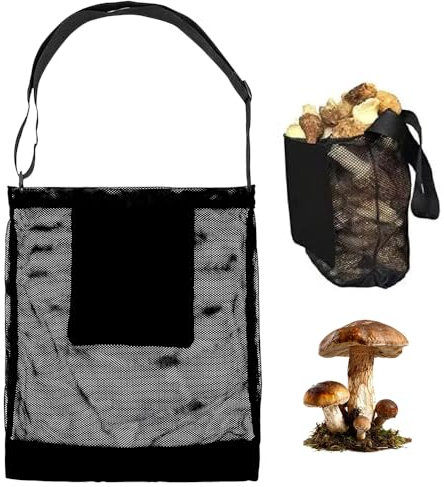 Riisoyu Pilz Jagdtasche, Pilz Sammeltasche Verstellbarem Schultergurt Netz Pilz Futtertaschen Große Kapazität Erntesammelbeutel Pilzsammeltasche Tasche für Futtersuche für Camping,Wandern,Sammeln
