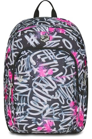Seven Zaino Scuola Pro XXL Detach con Cuffie Wireless, Nero Fucsia, Tasca Interna Porta PC e Tasca Laterale per Borraccia, 33 L, Scuola Media e Superiore, Zaino Ragazza